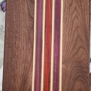Wooden Cutting Board with Multicolor Stripes